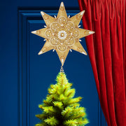 Kurt Adler 16-Inch Pearl and Gold Shimmer 8-Point Star Tree Topper
