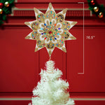 Kurt Adler 16.5-Inch Unlit 10-Point White and Gold Star Tree Topper
