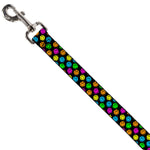Dog Leash - Smiley Faces Melted Mini Repeat Angle Black/Multi Neon