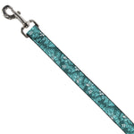 Dog Leash - Hibiscus Collage Turquoise Shades