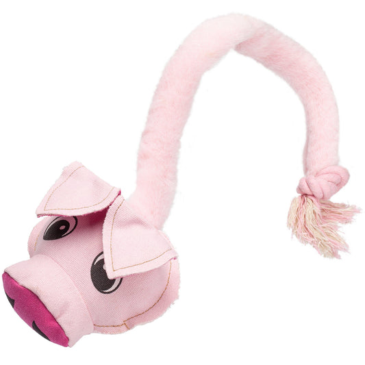 22" Safari Pig Animal Toy with Embedded Ball & Rope - Southlake Paws