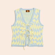 Seaside Swirl Human Cotton Knitted Tunic Vest with Tie Front