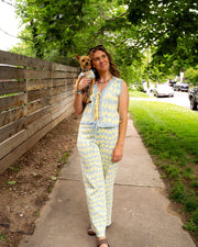 Seaside Swirl Cotton Wide Legs Lounge Pant