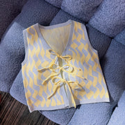 Seaside Swirl Human Cotton Knitted Tunic Vest with Tie Front