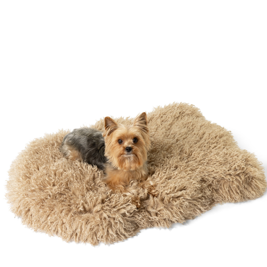 PupRug™ Luxe Faux Fur Orthopedic Dog Bed -  Plush Sheep Tan - Southlake Paws
