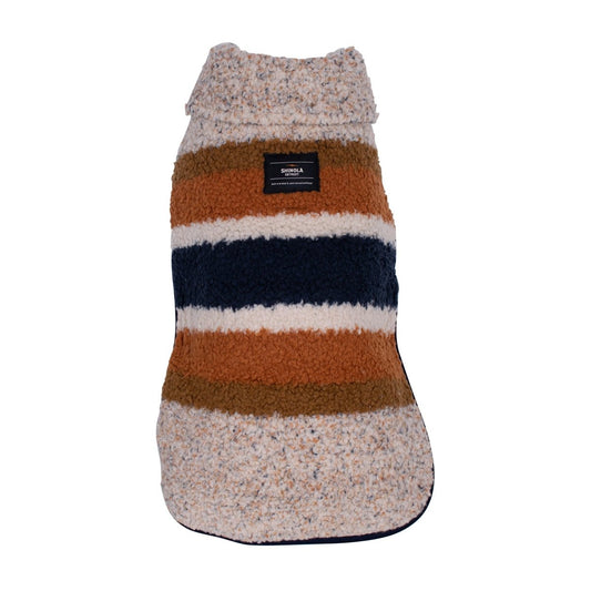 Shinola Brand Stripe Berber Dog Coat Oatmeal