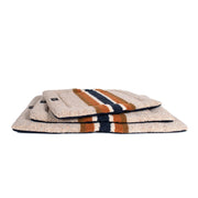 Shinola Brand Stripe Comfort Cushion Berber Dog Bed Oatmeal