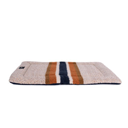 Shinola Brand Stripe Comfort Cushion Berber Dog Bed Oatmeal