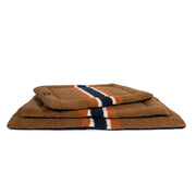 Shinola Brand Stripe Comfort Cushion Berber Dog Bed Rust