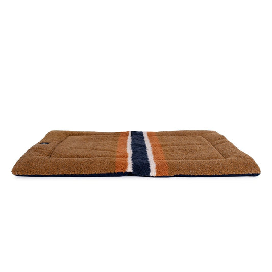 Shinola Brand Stripe Comfort Cushion Berber Dog Bed Rust