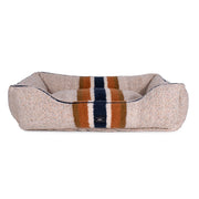 Shinola Brand Stripe Kuddle Berber Dog Bed Oatmeal