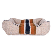 Shinola Brand Stripe Kuddle Berber Dog Bed Oatmeal