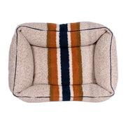 Shinola Brand Stripe Kuddle Berber Dog Bed Oatmeal