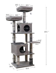 Stella 6 Level Quilted Velvet Large Cat Tree With Condo