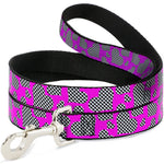 Dog Leash - Eighties Hearts Fuchsia/Black/White