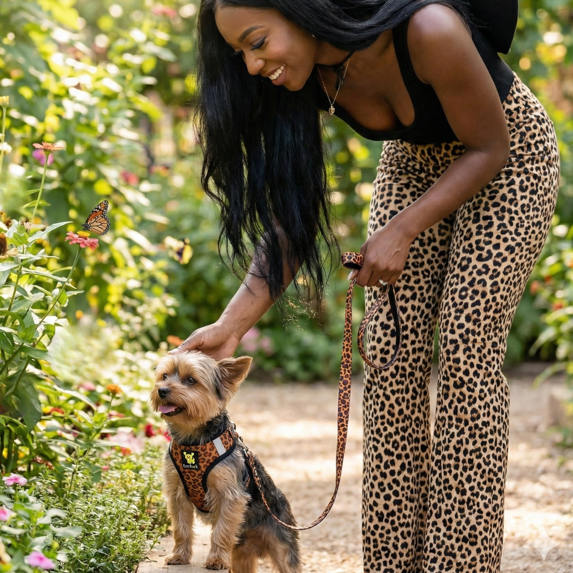 EcoBark Step In Dog Harness - XXXS to Small Breeds- Reflective Soft Mesh Harness for Teacup, Small Dogs and Puppies / Cheetah