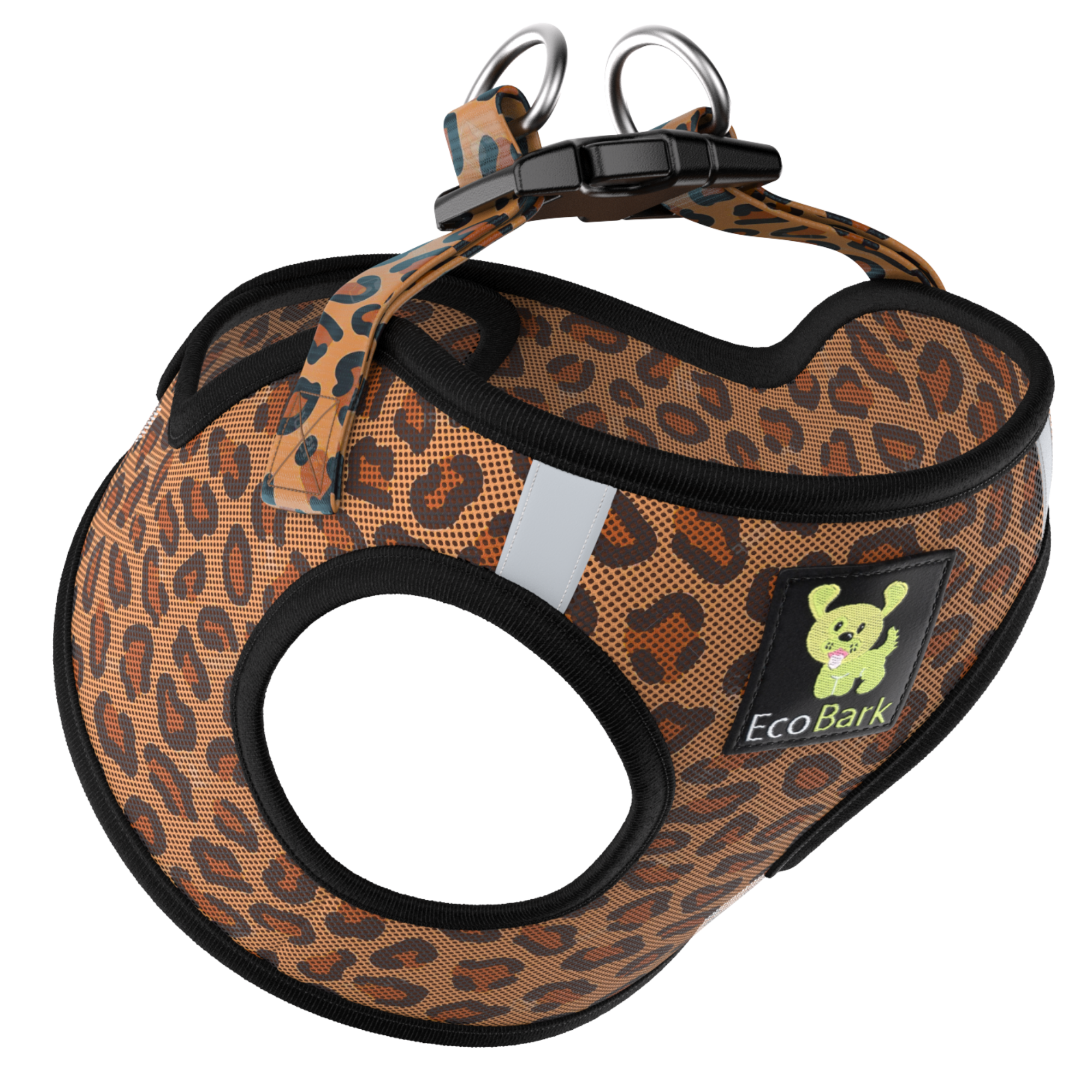 EcoBark Step In Dog Harness - XXXS to Small Breeds- Reflective Soft Mesh Harness for Teacup, Small Dogs and Puppies / Cheetah