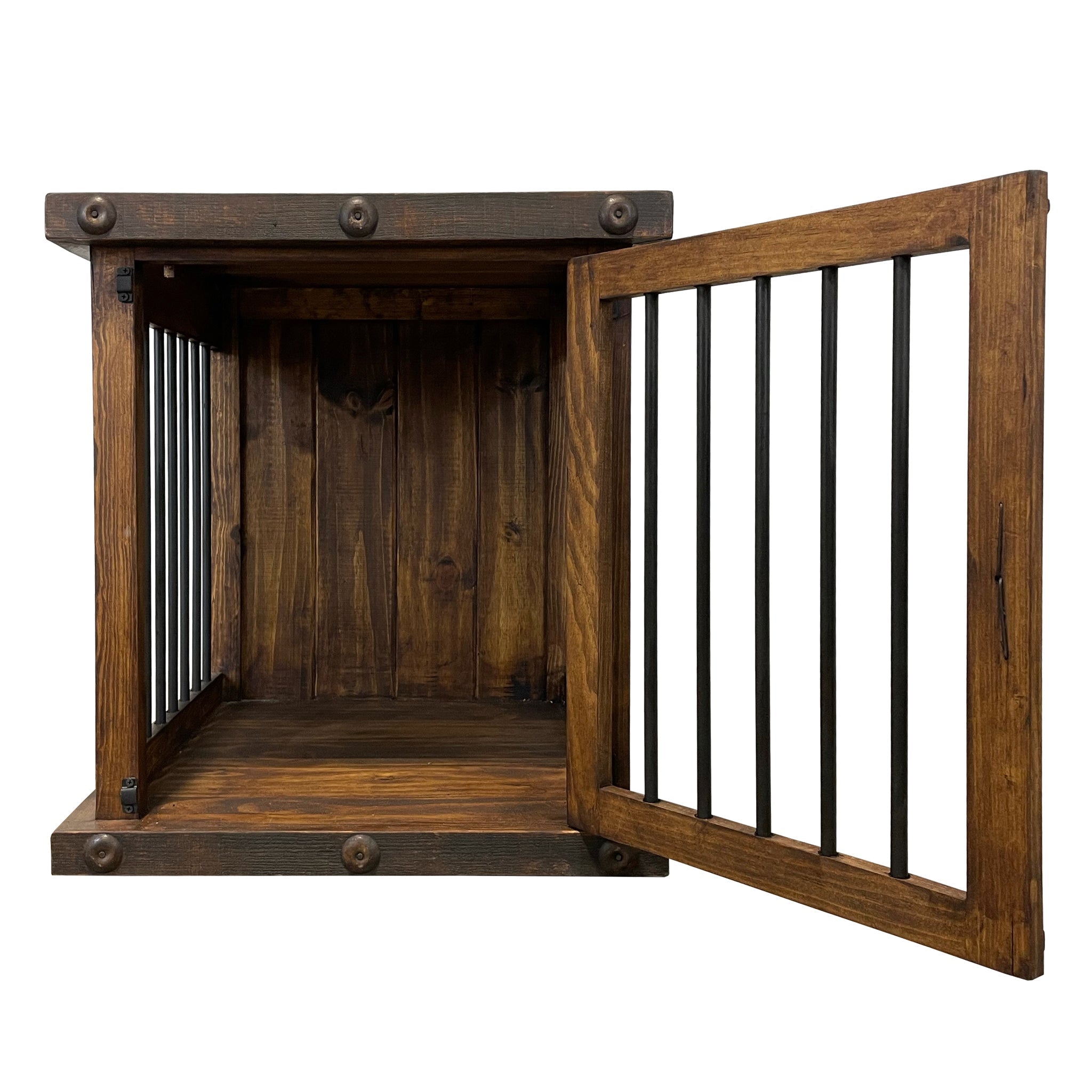 Oasis Small Rustic Dog Wood Kennel in Dark Wax - Southlake Paws