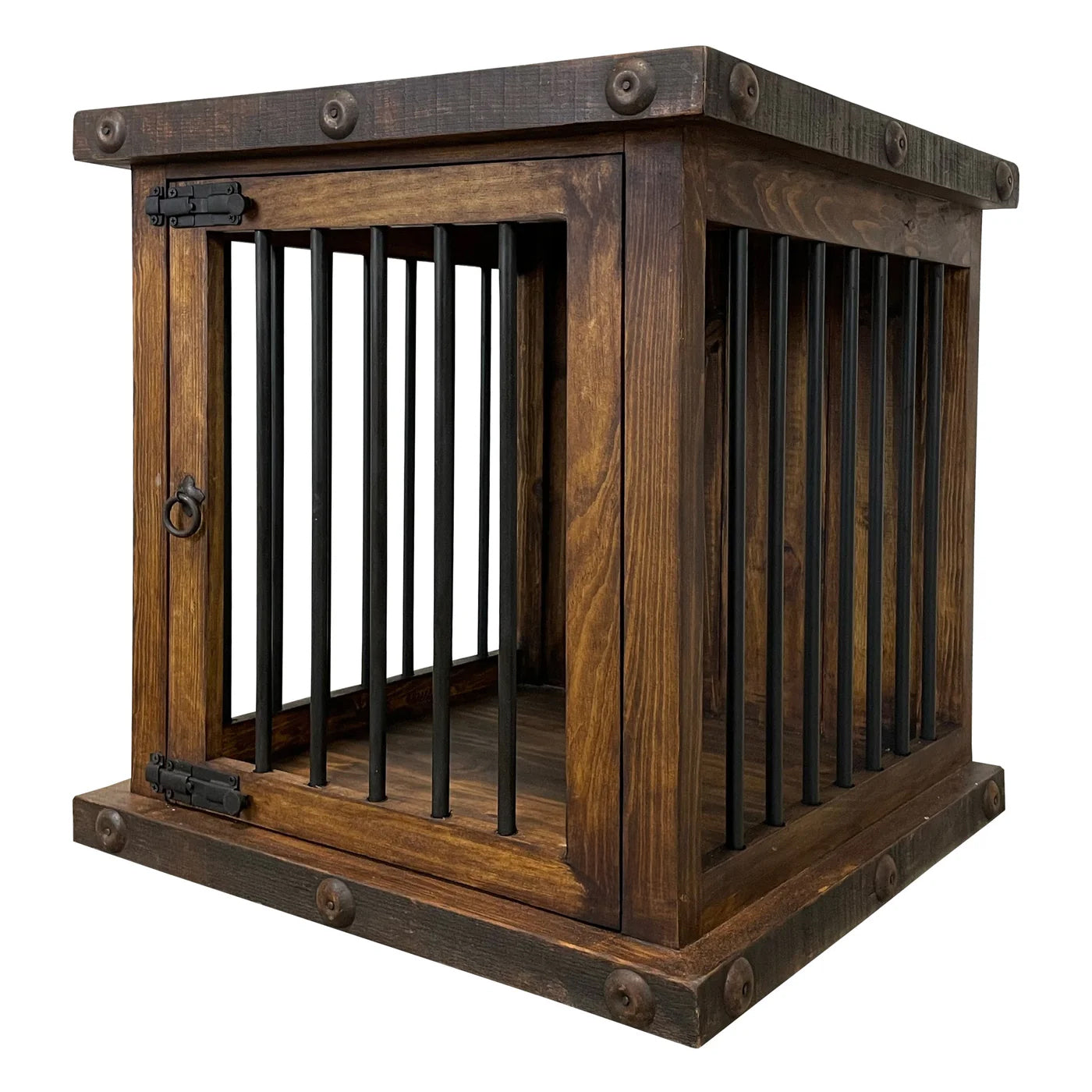 Oasis Small Rustic Dog Wood Kennel in Dark Wax - Southlake Paws