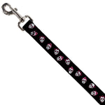 Dog Leash - Staggered Sugar Skulls Black/Pink/White