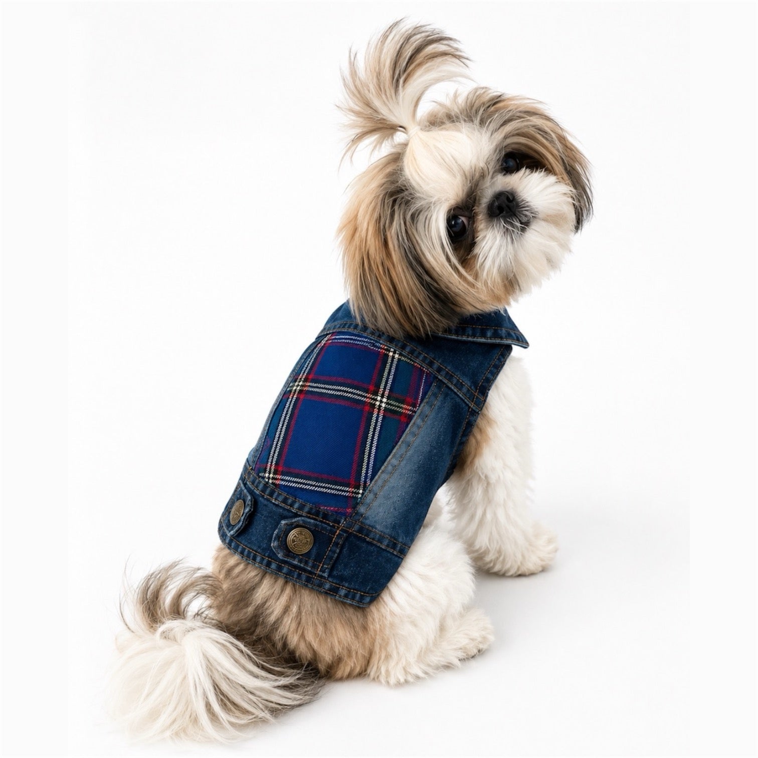 Red/Blue Plaid Panel Vest