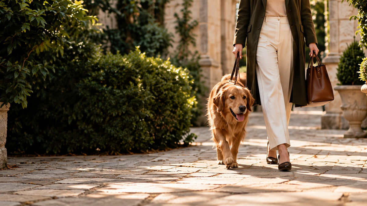 Luxury pet lifestyle with a dog and pet parent at Southlake Paws