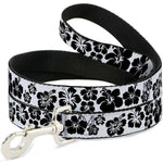 Dog Leash - Hibiscus White/Black