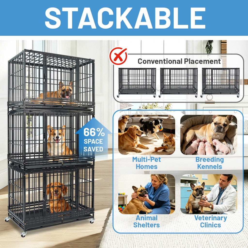 37" Stackable Heavy Duty Dog Kennel 371D04