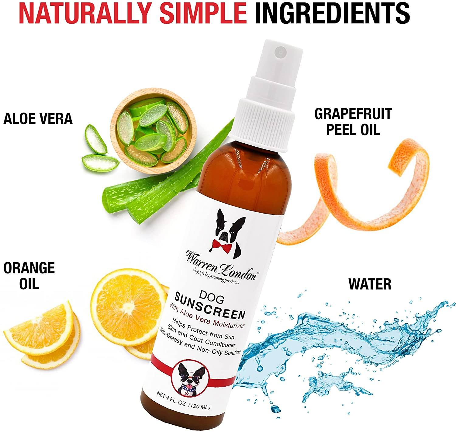 Southlake Paws Dog Sunscreen with Aloe Vera Moisturizer, featuring natural ingredients like aloe vera, orange oil, and grapef