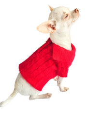 Luxury Preppy Cable Polo Sweater, Red