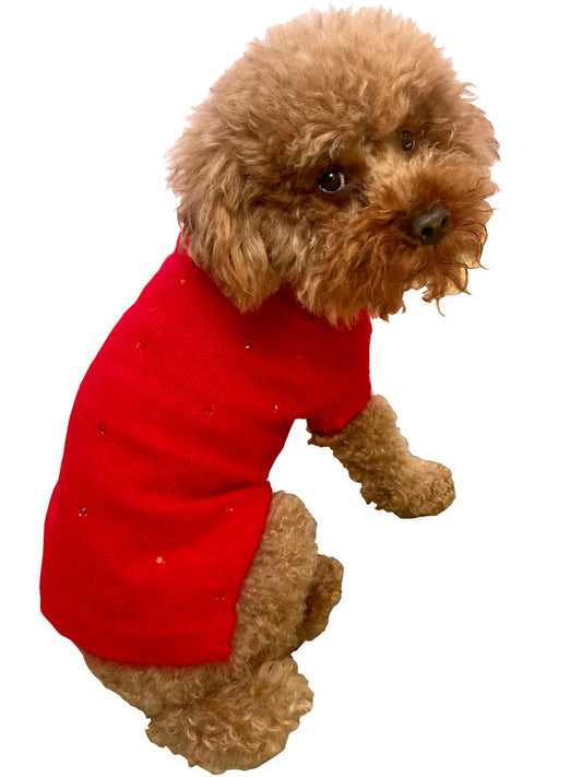 Super Glam Rhinestone Turtleneck, Red