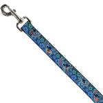 Dog Leash - Stitch Expressions/Hibiscus Collage Green-Blue Fade