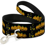 Dog Leash - Jack-o'-Lanterns/Haunted House Black/Yellow