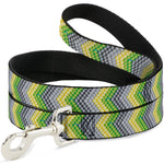Dog Leash - Chevron Weave Grays/Yellow/Green