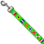 Dog Leash - Nautical Flags Green/Multi Color