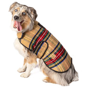 Tan Tartan Plaid Blanket Dog Coat