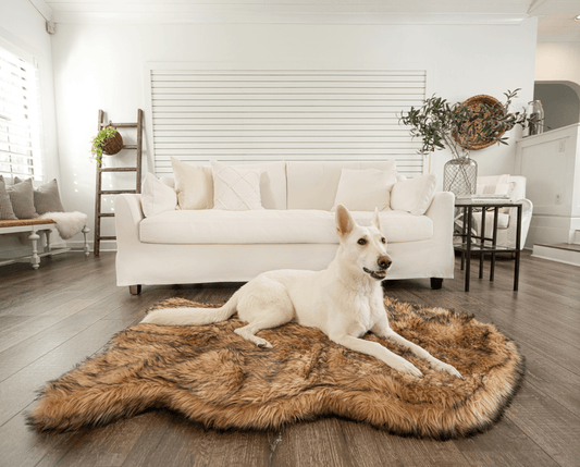 PupRug Faux Fur Orthopedic Dog Bed - Curve Sable Tan - Southlake Paws