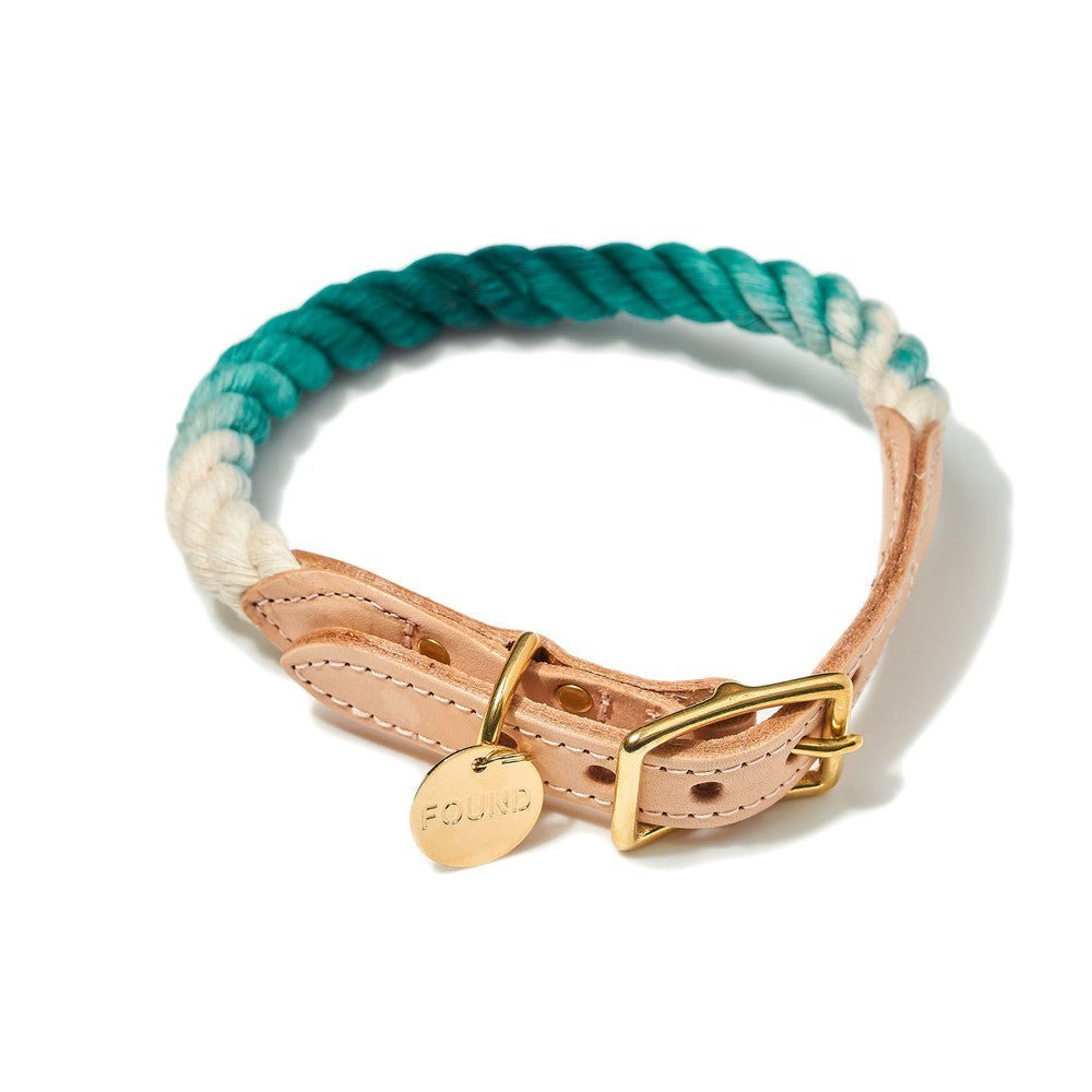 Dog Collars Premium Teal Ombre Cotton Rope Cat & Dog Collar