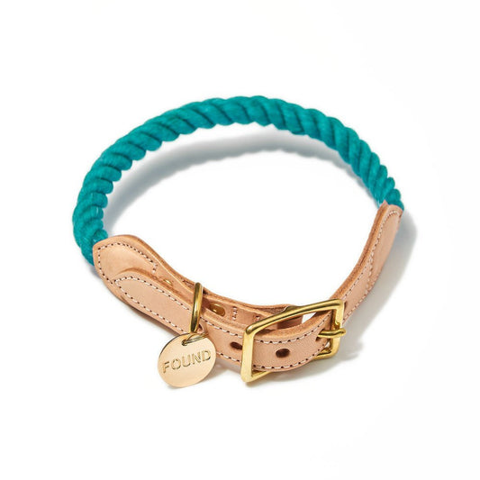 Dog Collars Premium Teal Up-Cycled Rope Cat & Dog Collar
