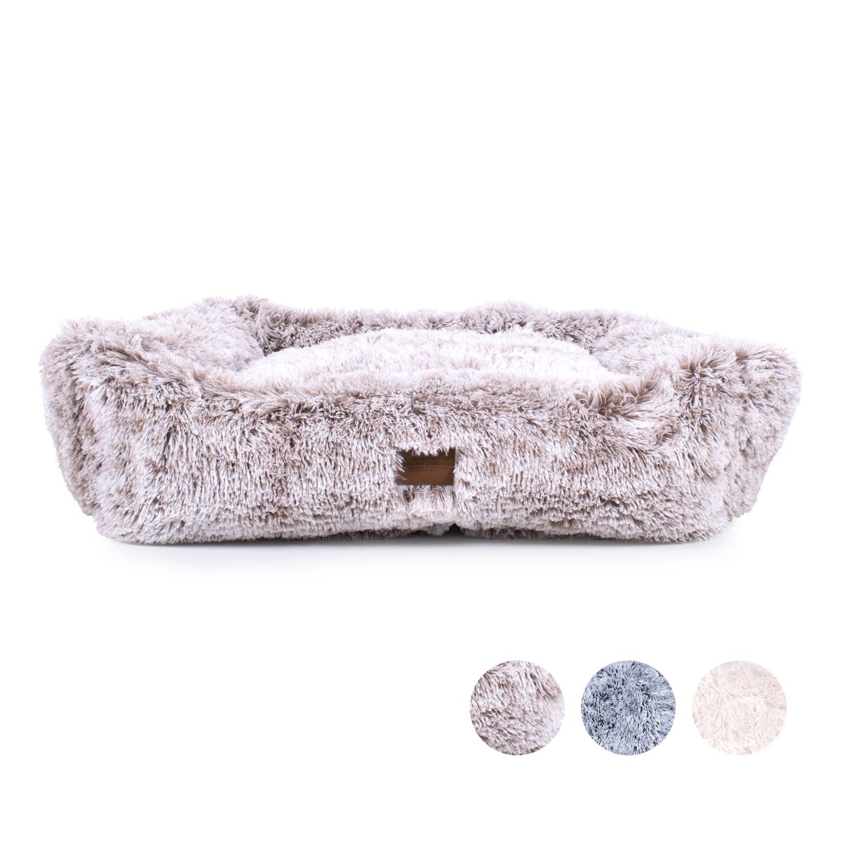 Teddy Bear Kuddler Bed - Bolster Dog Bed - White - Medium