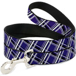 Dog Leash - Houndstooth Gray/Purple/White