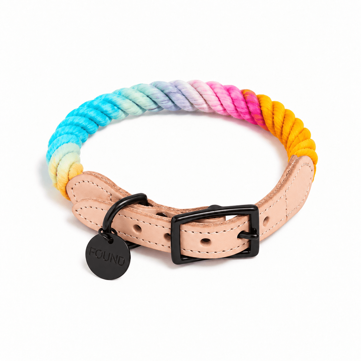 The Noelle Cotton Rope Cat & Dog Collar – Matte Black Hardware