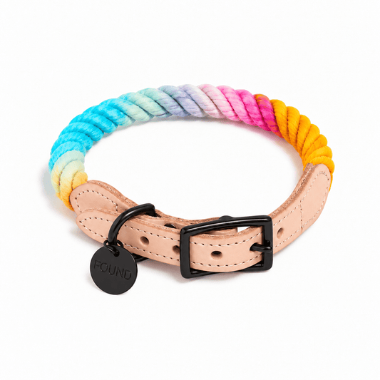 The Noelle Cotton Rope Cat & Dog Collar – Matte Black Hardware