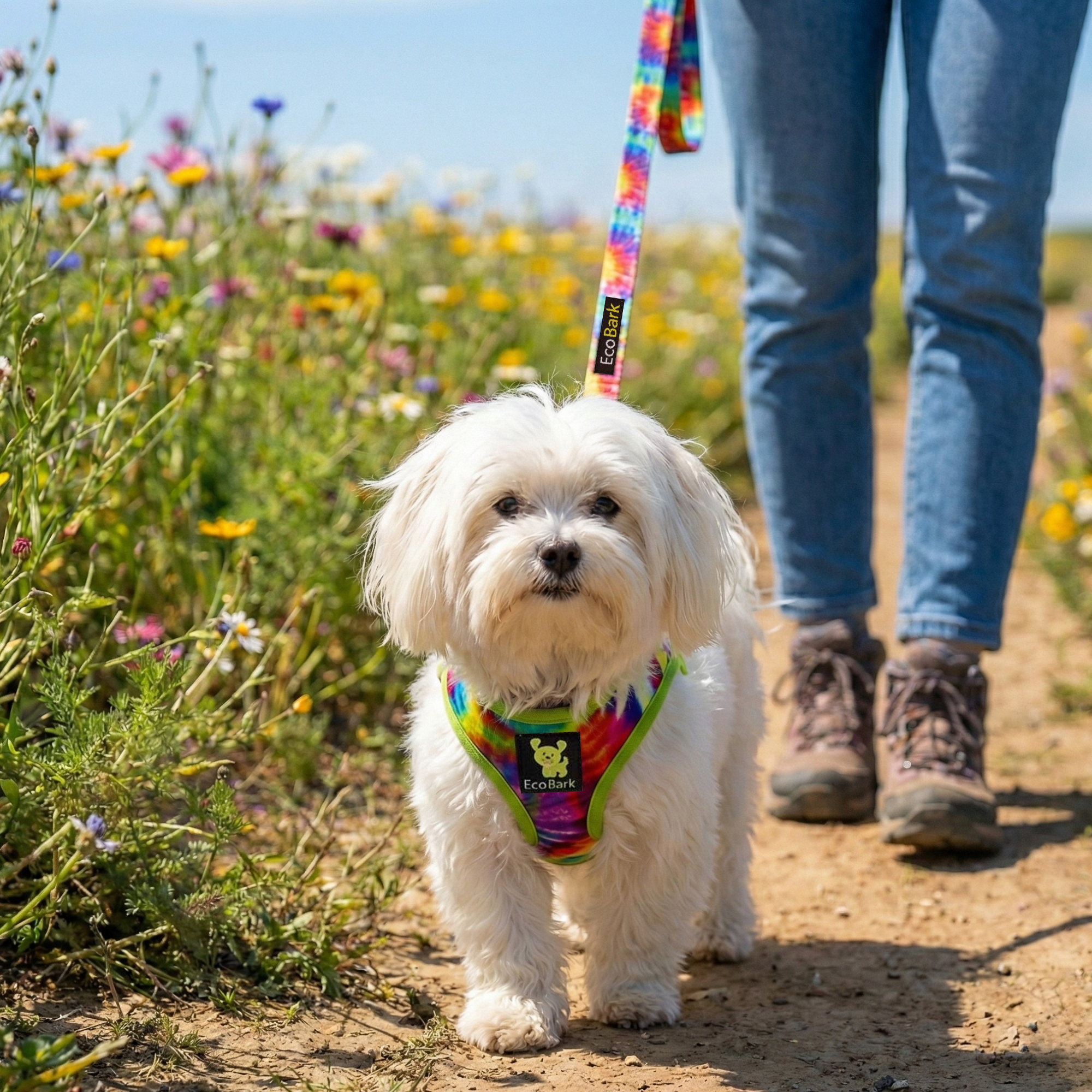 EcoBark Step In Dog Harness - XXXS to Small Breeds- Reflective Soft Mesh Harness for Teacup, Small Dogs and Puppies / Tie-dye