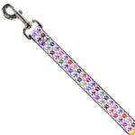 Dog Leash - Skull & Fleur-de-Lis White/Multi Color