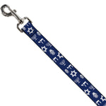 Dog Leash - Jewish Symbols-4 Blue/White