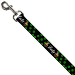 Dog Leash - St. Pat's LUCKY Pot of Gold/Shamrocks Scattered Black/Green/White
