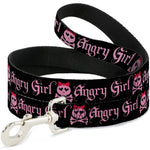 Dog Leash - Angry Girl Black/Pink