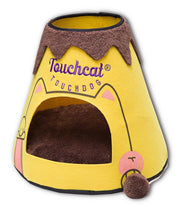 Touchcat ® 'Molten Lava' Triangular Frashion Designer Pet Kitty Cat Bed House Lounge Lounger w/ Hanging Teaser Toy