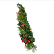Kurt Adler 26-Inch Battery-Operated Pre-Lit Red And Green Wall Tree With Bow